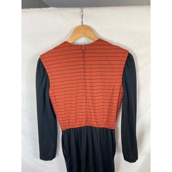 Alfred Shaheen Orange Black Color Block Jumpsuit Size 10 - Picture 4 of 6